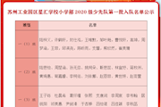 苏州工业园区星汇学校小学部2020级少先队第一批入队名单公示